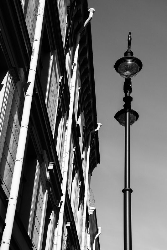 санкт-петербург, город, черно-белое, фонарь, линии, здание, питер, улица photo preview
