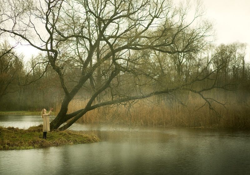 девушка, природа, осень, цвет, свет, пейзаж, петергоф, озеро, фотография Осеньphoto preview