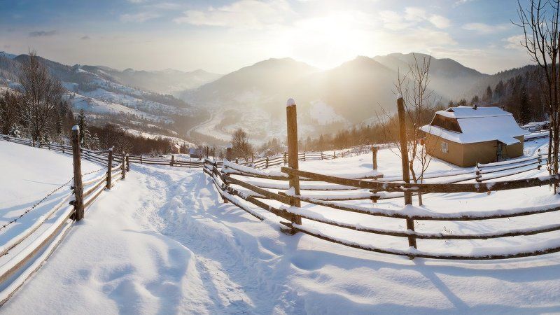 Карпаты, природа, горы, холод, зима, снег, мороз, рассвет, утро * * *photo preview