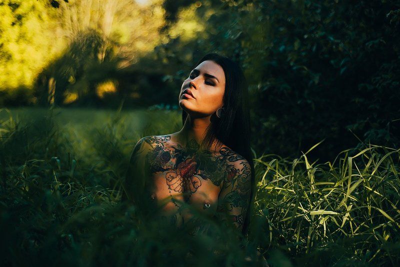 ню, арт, девушка, тату На закате дняphoto preview