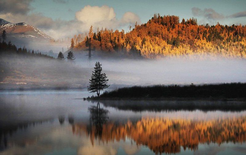 Горный алтай, Золотая осень, Озеро, Осень, Отражение Озеро Узункель. Алтай.photo preview