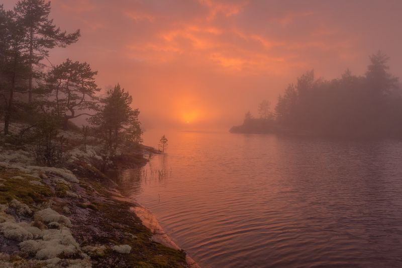 ладога, шхеры, карелия, ладожскиешхеры Туманный закат на Ладогеphoto preview