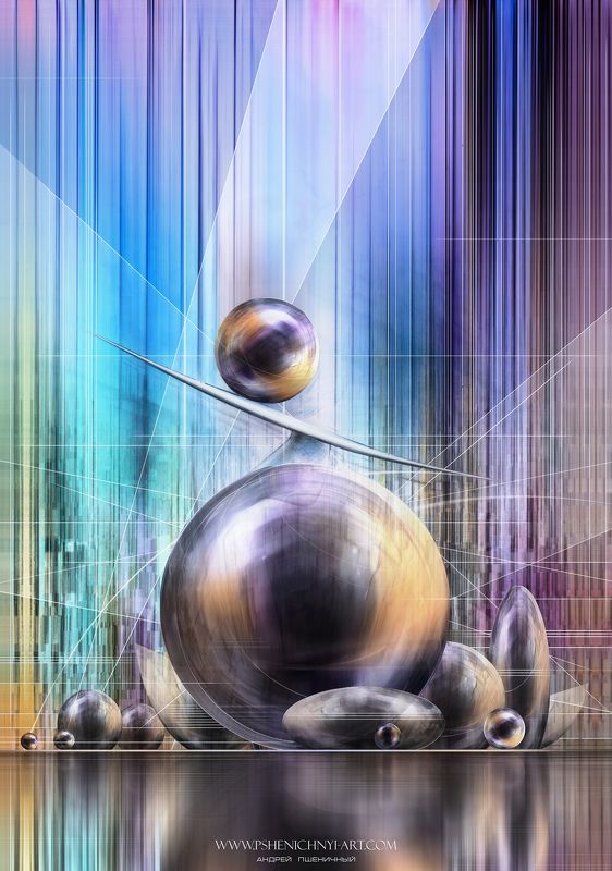 дождь, городской пейзаж, фантастика, неон, концепция, сферы, ночь, архитектура, вертикаль Неоновый дождьphoto preview