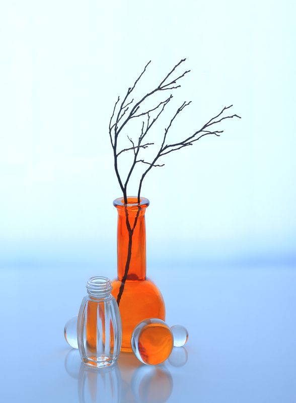 ваза, стекло, шары, ветка, осень, зима Зима на горизонтеphoto preview