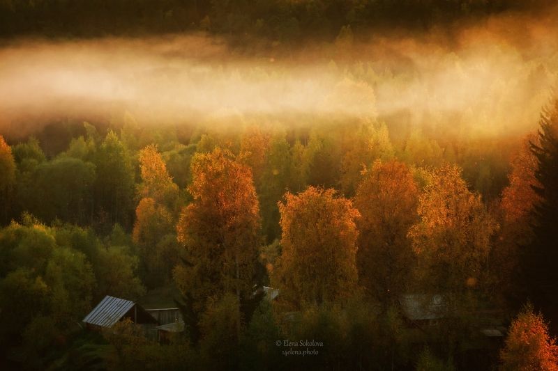 ушма, осень, пейзаж Вечерняя дымка над пос. Ушмаphoto preview