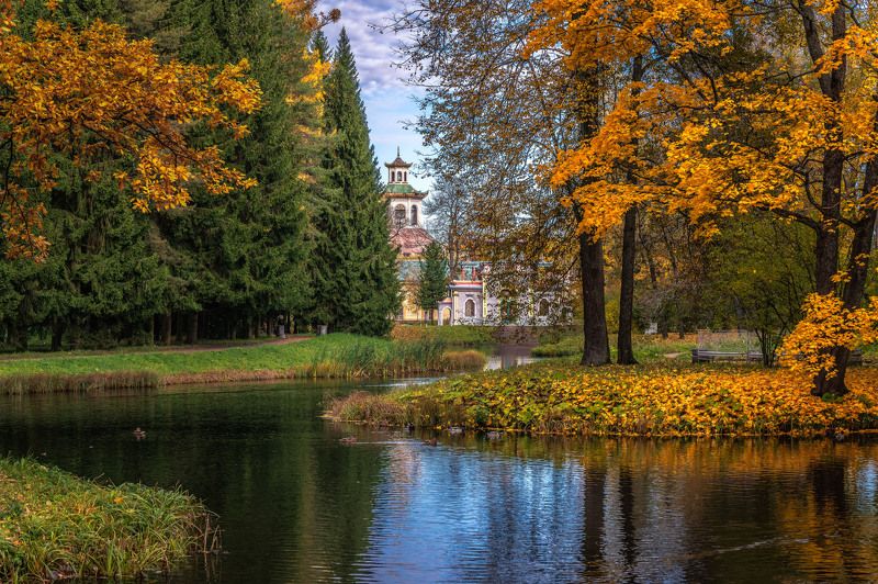 архитектура, царское село, пушкин, городская архитектура, парки ленинградской области Вид на Скрипучую (Китайскую) беседку в Екатерининском паркеphoto preview