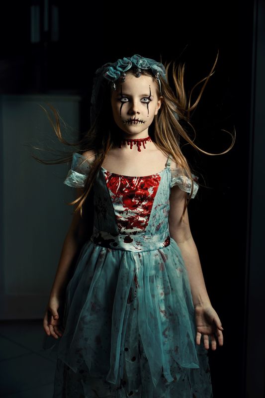 halloween, scary, kids, dead bride, mask, makeup, horor, costume Happy Halloweenphoto preview