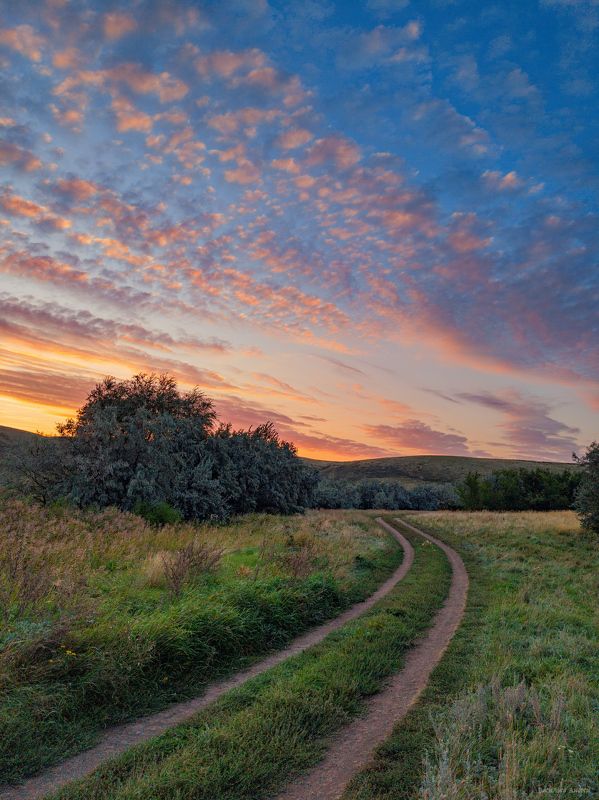 оренбургская область, рассвет, дорога photo preview