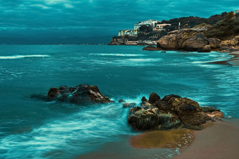 лето, море, синий час, салоу, испания Синий час. Салоу. Испания.photo preview