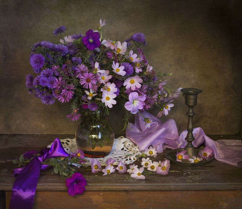 осенние цветы, букет, лиловый Лиловая осень фото превью