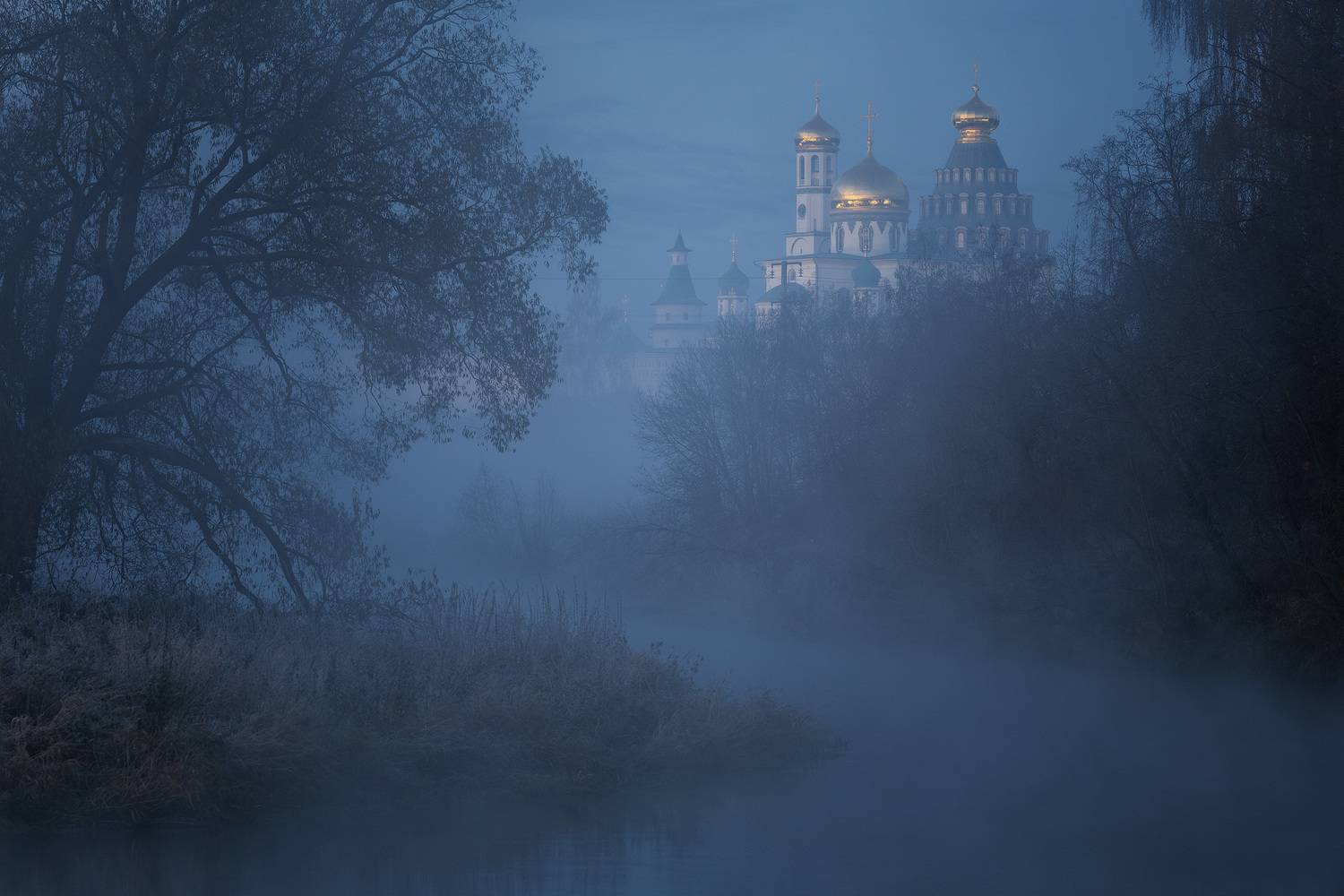 подмосковье, истра, храм, осень, утро, ново-иерусалимский монастырь, река, Стрельчук Александр