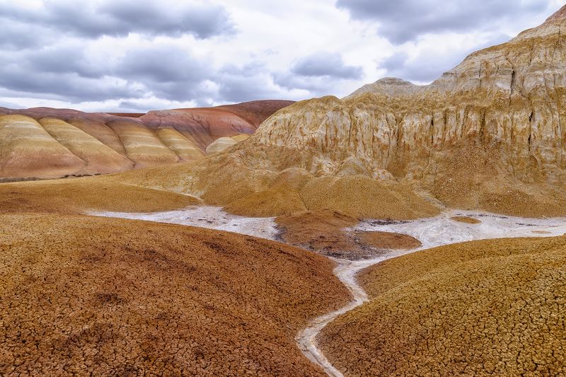 Пейзаж, Казахстан, пустыня, горы, меловые горы, небо, песок, глина, структура, рельеф, геология, мел, Улытау Акжар, Улытауphoto preview