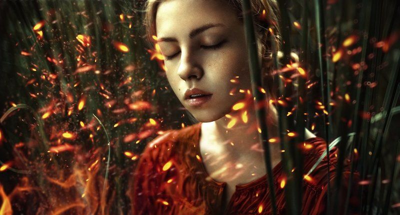 огонь, девушка в огне, горит,  д\'Арк  фото превью