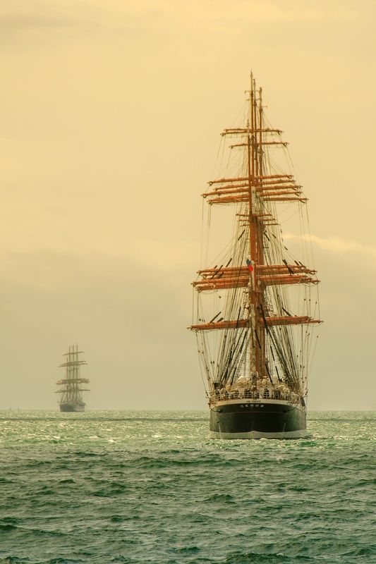 Sea, Барк, Дальний поход, Крузенштерн, Море, Морской пейзаж, Новороссийск, Парусник, Регата, Седов, Черное море Крузенштерн и Седовphoto preview