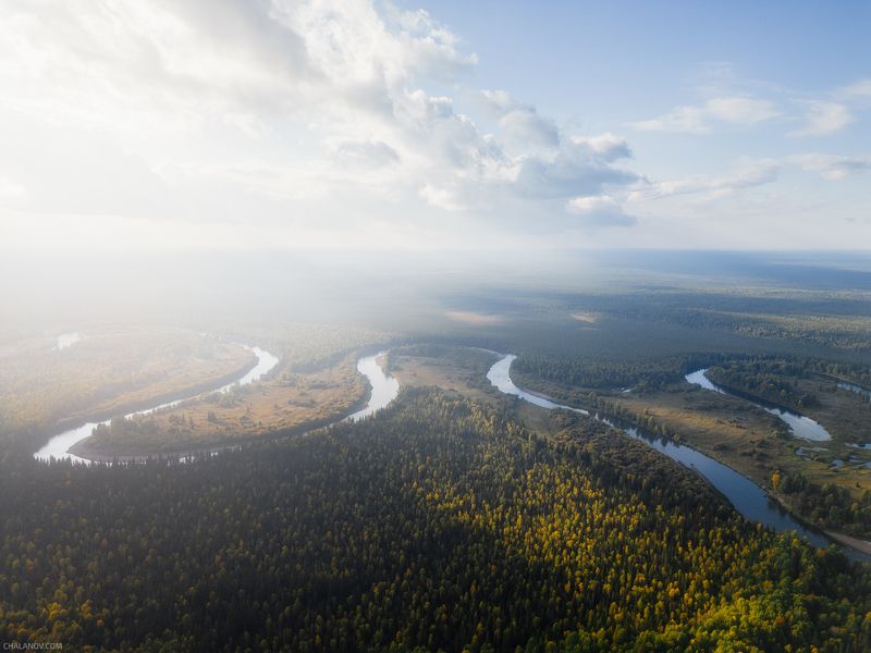 пейзаж, природа, река, дрон, осень, вычегда Осенние виражи Вычегдыphoto preview