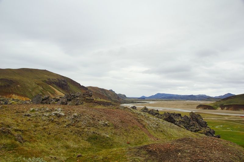 landscape, valley, mountains, snow, light, nature, hiking, terrain, color Landmannalaugarphoto preview