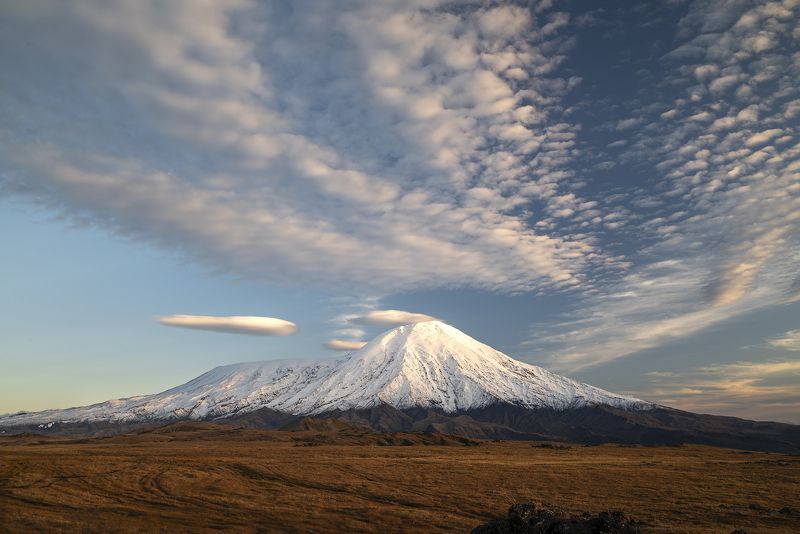 вулкан, пейзаж, камчатка, осень, облака Толбачик фото превью