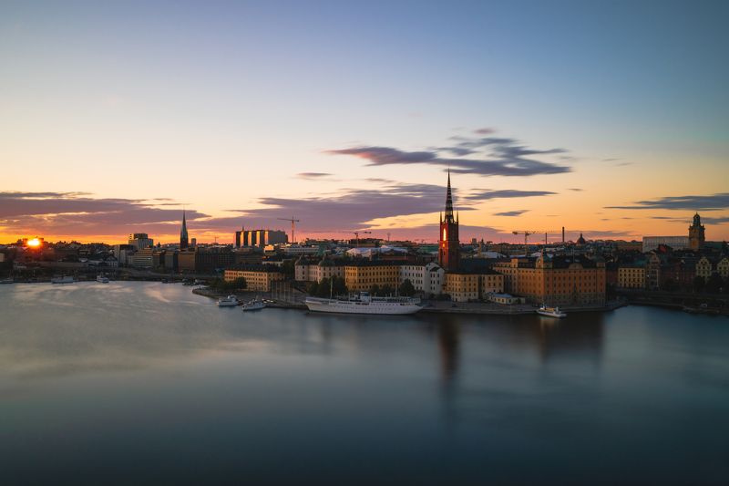 длинная выдержка, закат, город, Стокгольм Вечерний Стокгольмphoto preview