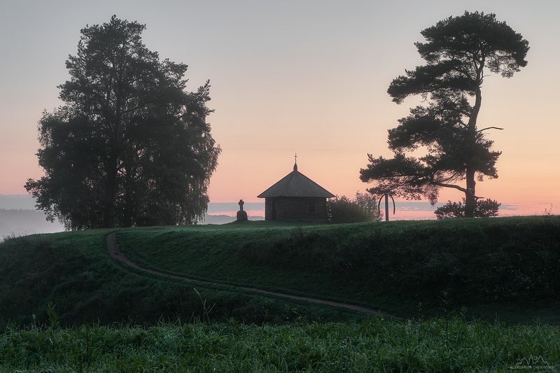 пушкинские горы, Сакина горка, утро Рассвет на Савкиной горкеphoto preview