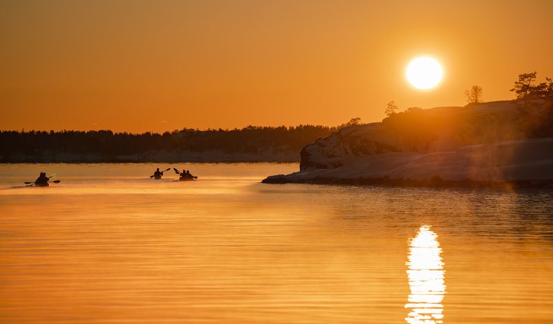 море, закат, каякинг, зима Каякинг на закатеphoto preview