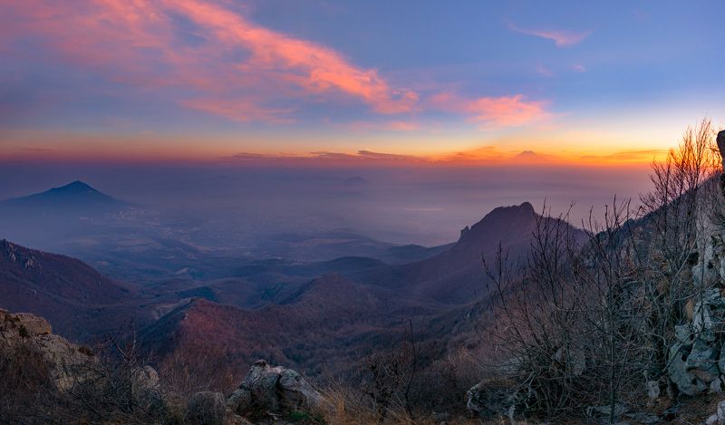 закат,бештау,кмв,природа,пейзаж Две закатные панорамы с горы Бештауphoto preview