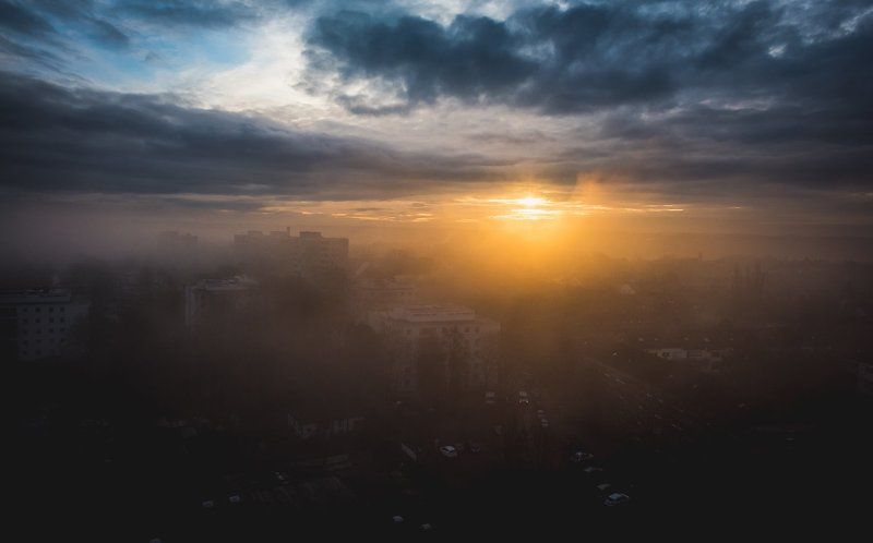 утро,город,туман,восход,солнце, утро туманное..photo preview