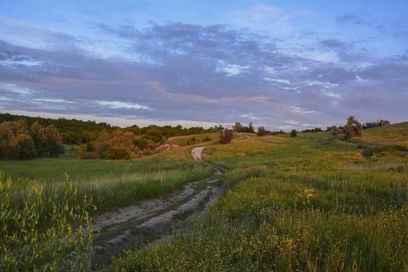 закат, дорога, краски, лето, перспектива уходя коснулось солнце...photo preview