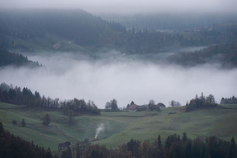 slovenia, autumn, landscape, foggy, mist ***photo preview