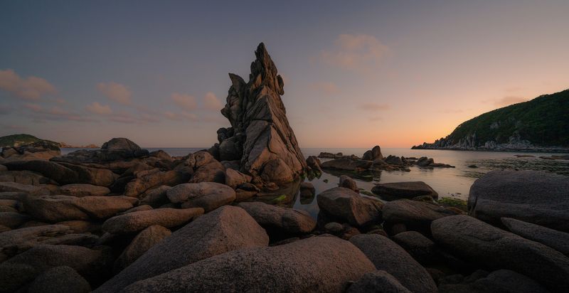 Россия, Приморский край, Приморье, Японское море, бухта Спокойствия, закат Всё спокойно в бухте Спокойствия фото превью