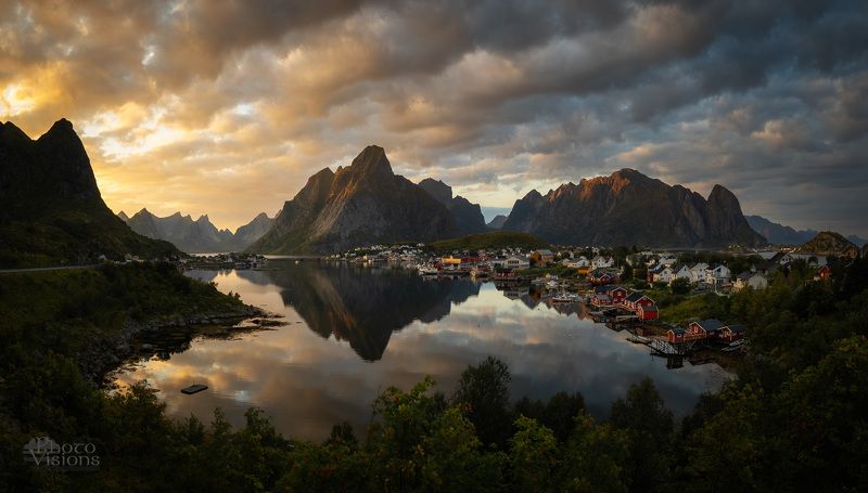 lofoten,norway,reine,mountains,panorama,sea,summer,sunset Reine / Summertimephoto preview