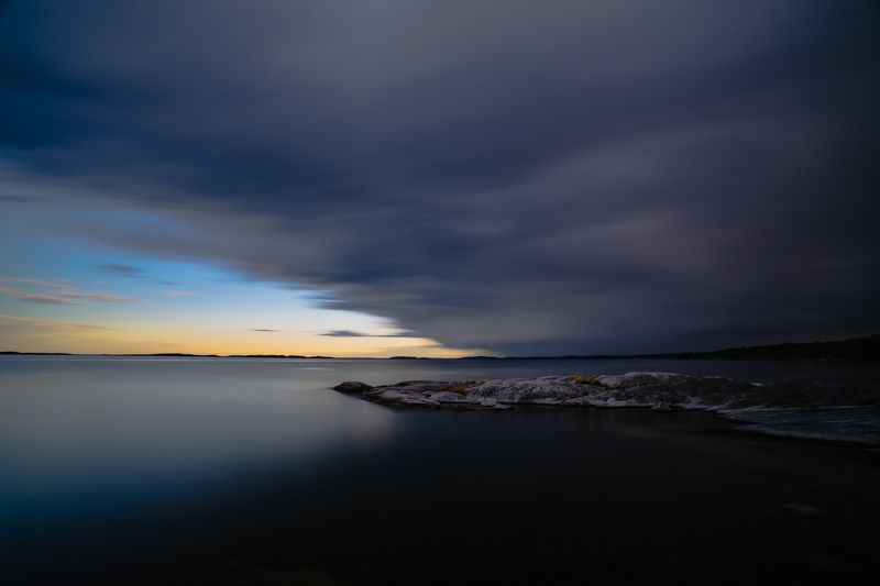 длинная выдержка, архипелаг, море, скалы Перед бурейphoto preview