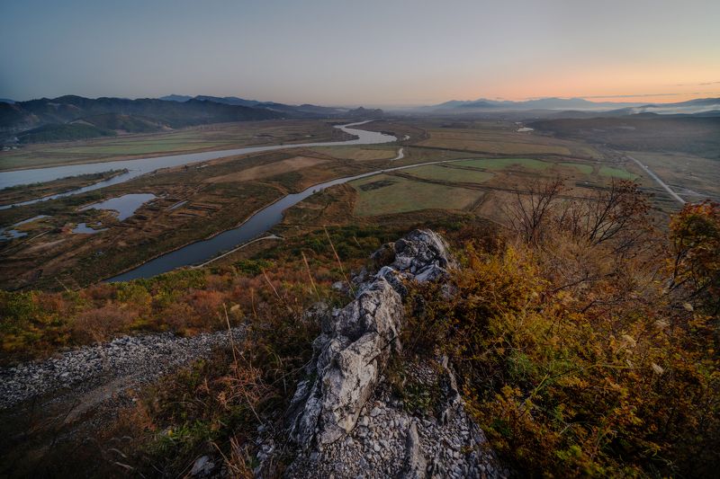 Россия, Приморский край, Приморье, Находка, гора Брат, река Партизанка На рассвете фото превью