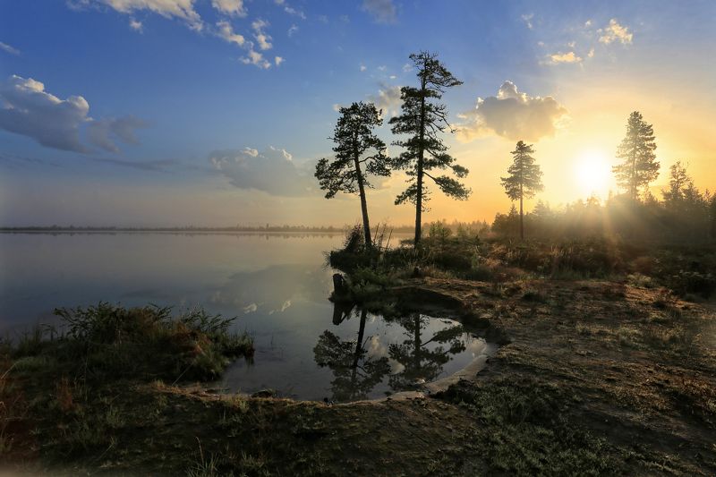 Белые ночи, Озеро, Рассвет, Север, Югра Белые ночиphoto preview