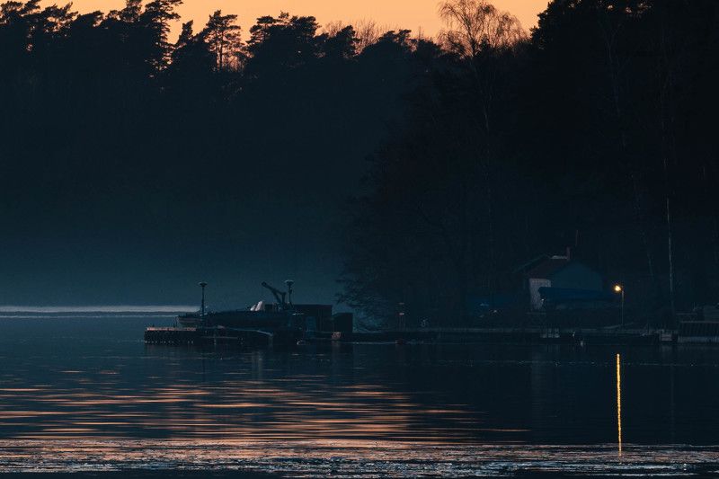 лодочная станция, закат, сумерки Тихий вечерphoto preview