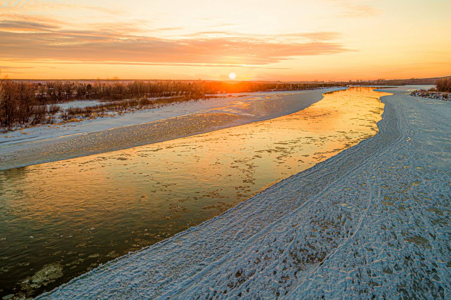 река бия, закат, поздняя осень, Татаркин Вячеслав