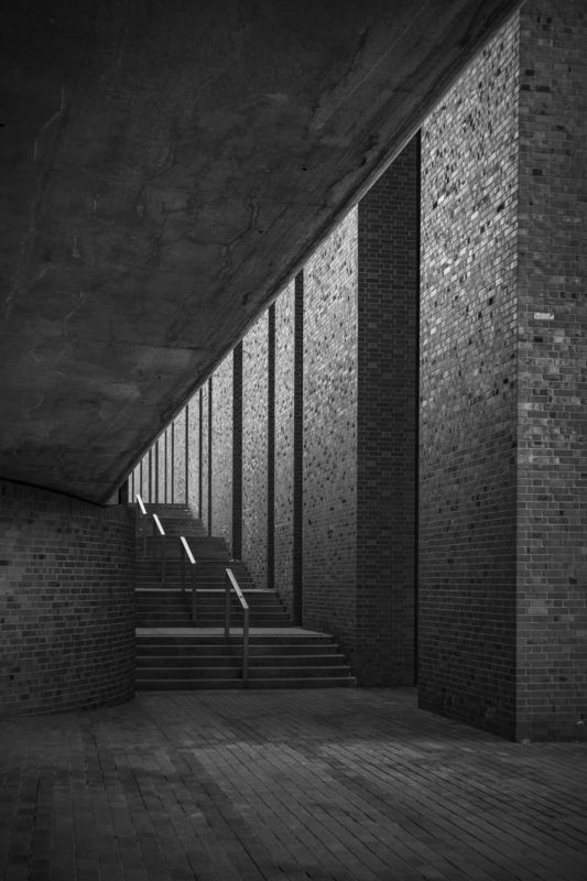 Photography, Architecture, Day, Architectural, Shadow, Wall, Building, Feature, NOSPR, Katowice, Black&white, Monochrome Katowice - NOSPR фото превью
