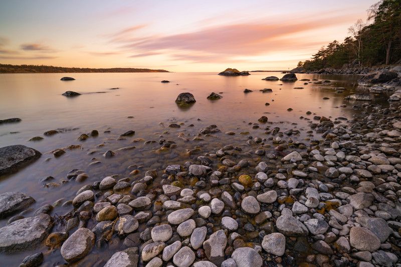 закат, камни, архипелаг, скалы, море Каменистый берегphoto preview