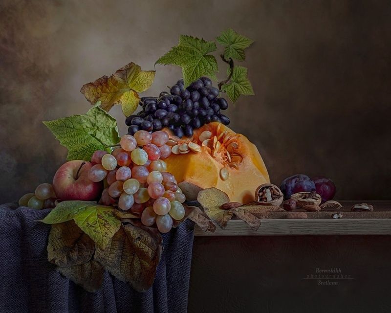 натюрморт, голландский стиль, фрукты, тыква, фото на телефон Королева Тыкваphoto preview