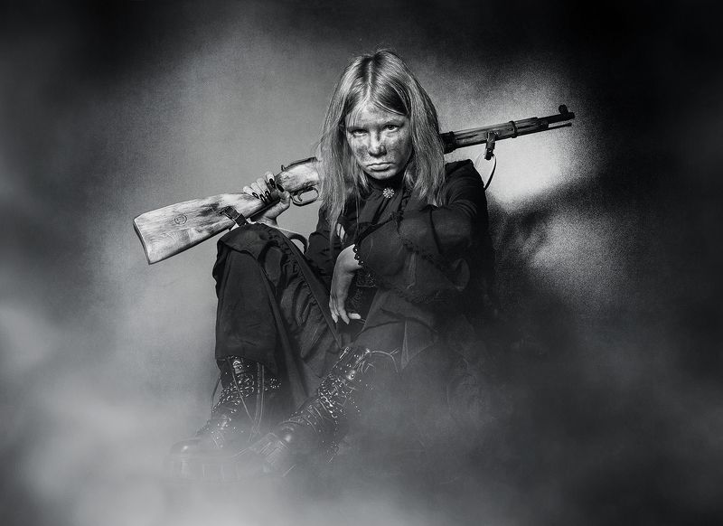 девочка, карабин, ружье, винтовка Девочка с карабином...photo preview