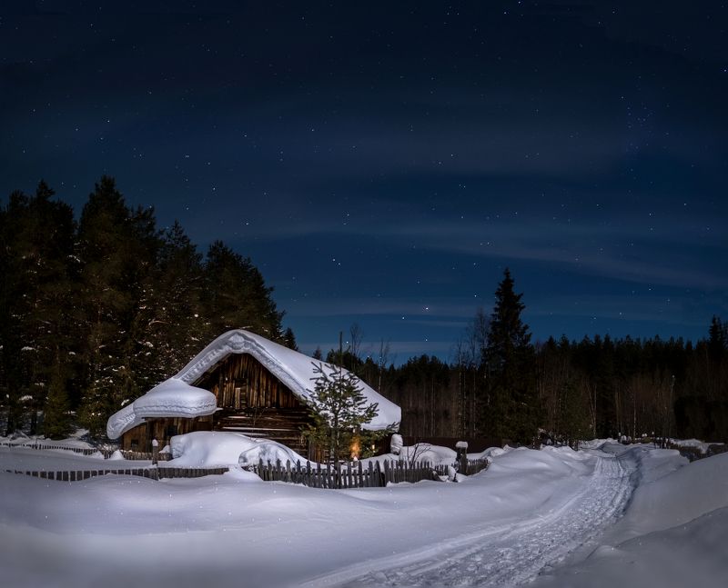 кольский полуостров, night, колвица, нд, россия, russia, русский север, деревня, русская деревня, зима на кольском нд, кольский, by night, ночное фото, зима на кольском, север, ночь, когда не спится Среди снеговphoto preview