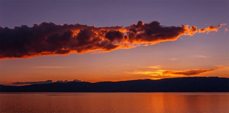 природа, пейзаж, сибирь, озеро, байкал, лето, вечер, закат, скалы, горы, небо ***photo preview