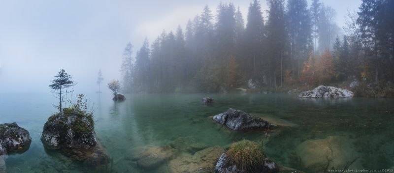 германия,панорама,рамзау,хинтерзее,озеро,горы,осень,лес,sony,hintersee,a7r Германия. Ramsau. Туман над озером Hinterseephoto preview