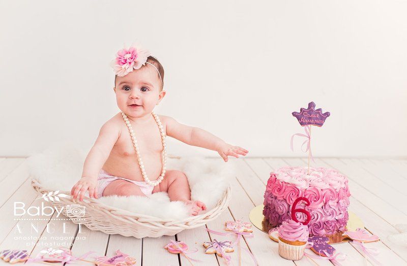 Smash cake,первый тортик,девочка,торт,6мес,бусы,студия Smash cakephoto preview
