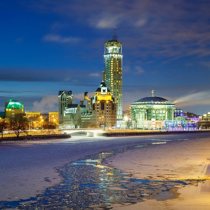 Вечер, Зима, Лед, Ммдм, Москва, Река ММДМphoto preview