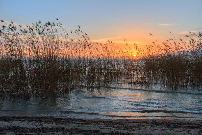 закат, восход, Балтийское море, Куршская коса, Куршский залив, солнце, море, вода, песок Время Солнцаphoto preview