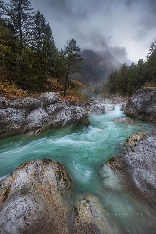 slovenia, longexpo, river, landscape,  sky, trees, mountains, mountainscape, foggy, rocks, landscape, landscapephotography, Blue riverphoto preview