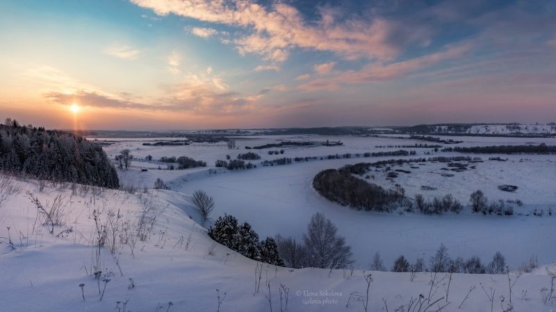 зима, пейзаж, закат, вечер Кашириноphoto preview