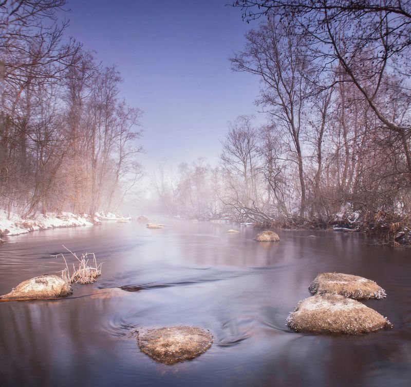 winter,river,stones,mist Rocky riverphoto preview
