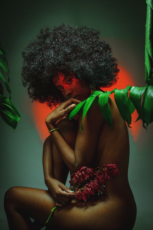 afro, hair, red, studio, nude Dianaphoto preview