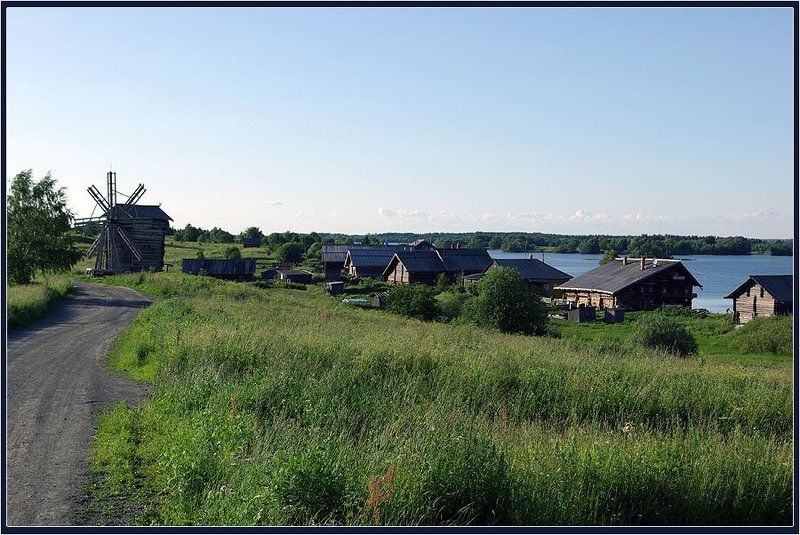 деревня,мельница,дорога,озеро Деревенский пейзажphoto preview